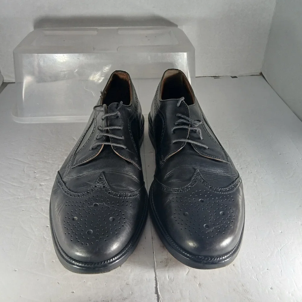 Cable & Co Wingtip Oxford 12 Black Leather Italian Brogue Dress Shoes 1317 4713